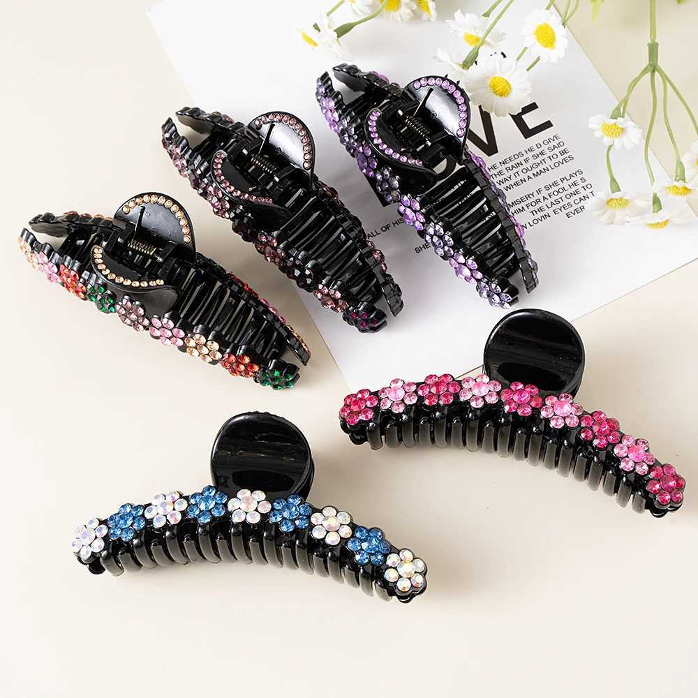 Klemmen Strasshaarklauen Krabbenclip für Frauen Mädchen Blumen Haarnadel Barrettes Kristallponytail Haarzubehör Kopfbedeckung Schmuck Geschenk Y240425