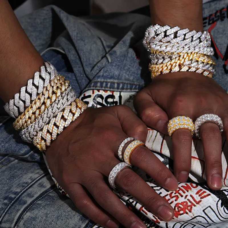 Strands Jóias de alta qualidade VVS1 D Bracelete de cadeia cubana hidrita de cor para homens Luxo S925 Pulseira de prata para homens Jóias de hip hop 240424