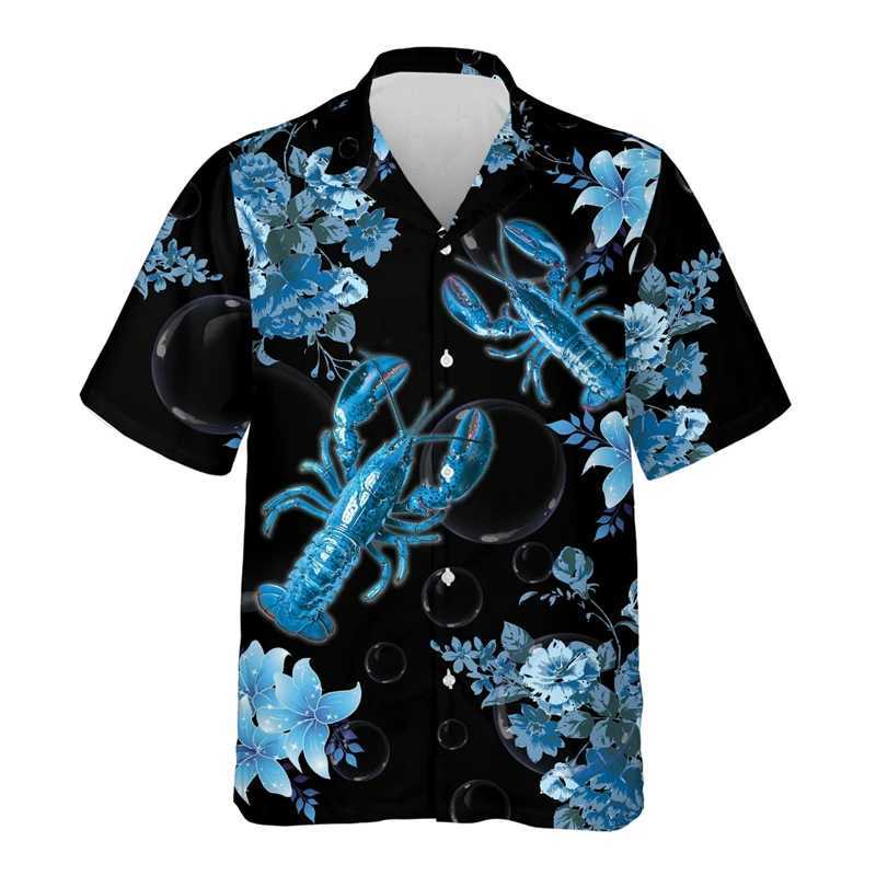 Koszule męskie homajskie homar Kotwica 3D Printowane koszule dla mężczyzn ubrania harajuku moda na plażę koszulę Aloha krótkie rękawy topy 240424