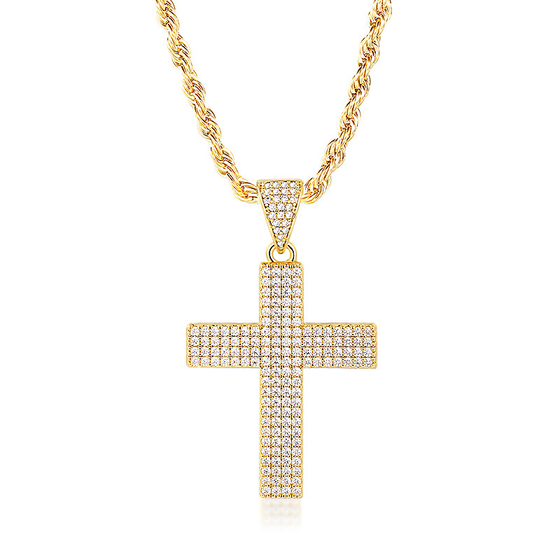 Hip Hop Full 5A Zircon Cross Pendant with TopBling Tennis Chain Men Jewelry Gift