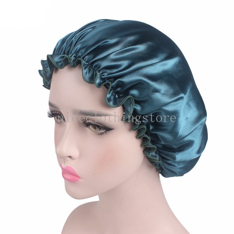 Ladies Satin Sleep Cap Women Night Hat Sleeping Elastic Turban Hair Bonnet Silk Beanie Headwear Hat Head Wrap Scarf Solid Color