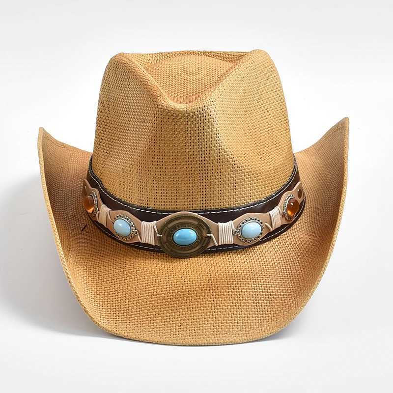 Cappelli larghi cappelli da secchio di cappelli di carta nuovo cappello da cowboy occidentale uomini donne cappelli da sole spiaggia estiva cowgirl cappello jazz sombrero hombre y240425