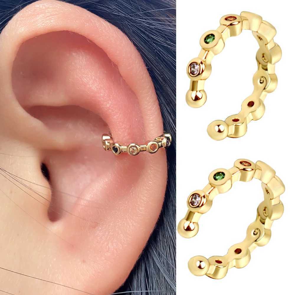 Charm 2 st koreanska regnbågen Crystal CZ Clip Earrings For Women Girl Without Hole Ear Cuff Fake Earrings Ear Bone Clip Party Jewets Gifts
