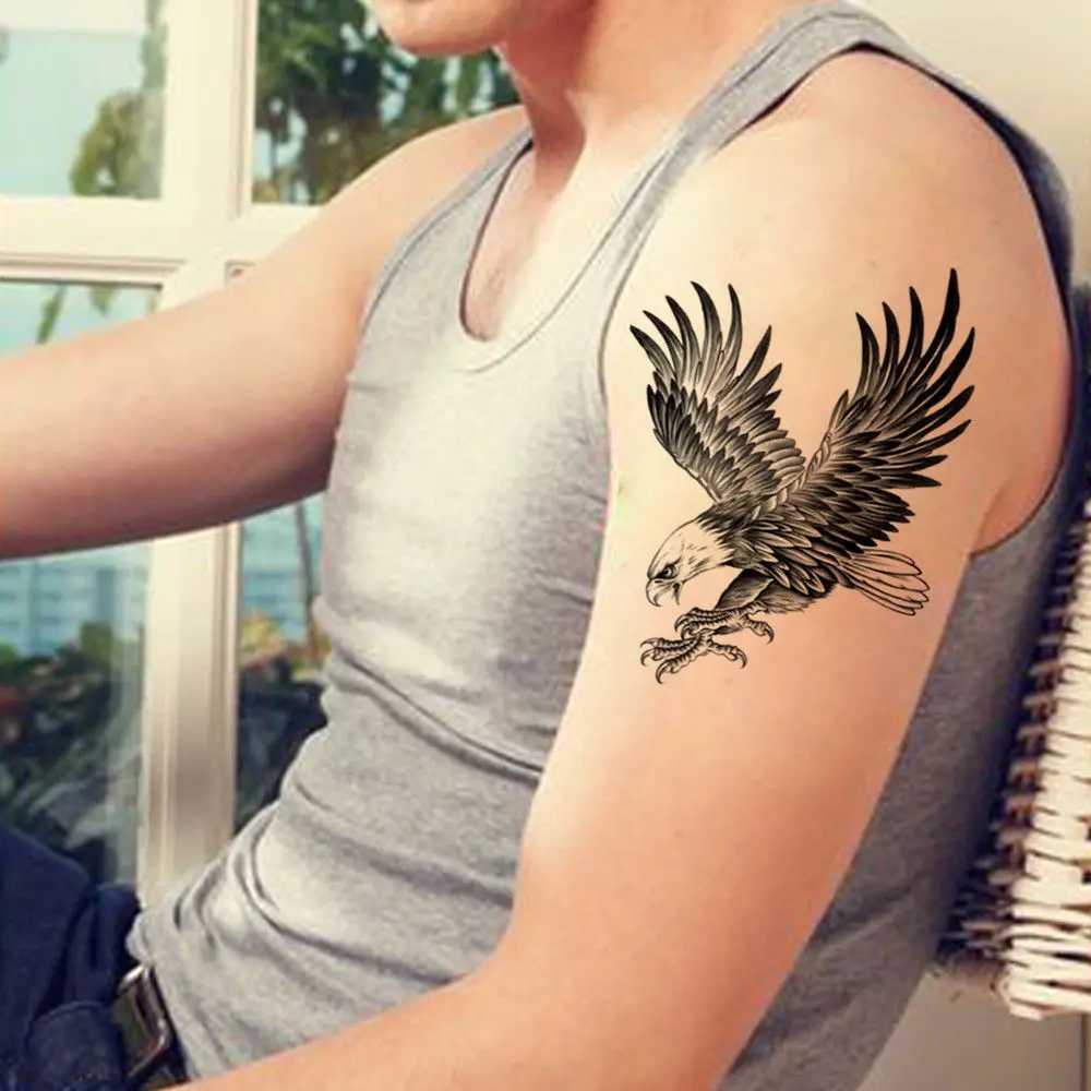 Tattoo Transfer Eagle Waterproof Temporary Body Art Arm Shoulder Chest Tattoo Sticker for Women Men 240427