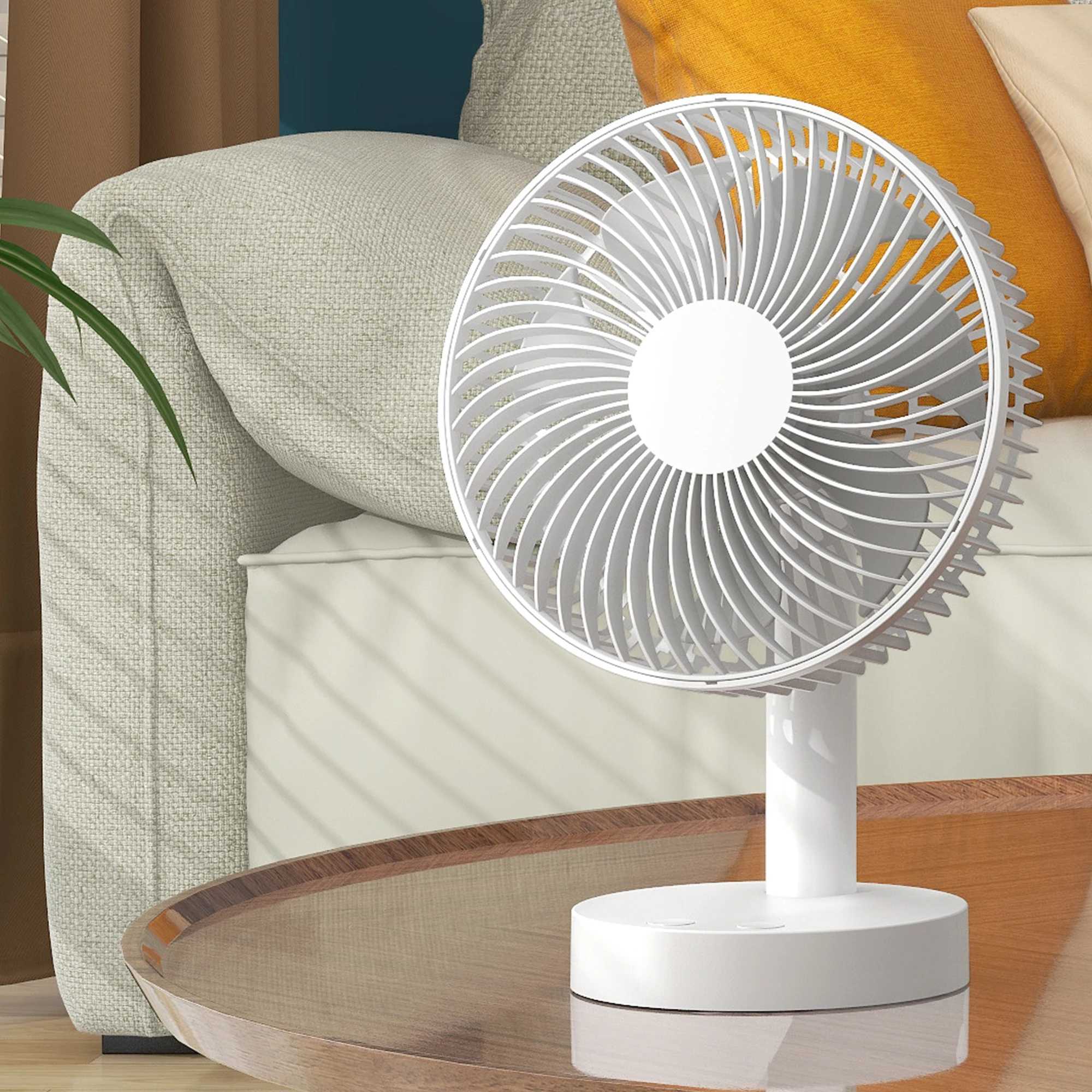 Elektriska fläktar Mini Oscillating Fan Portable Battery-opered Table Fan med 4 hastighetsnivåer 6-tums Desk-fläkt med timer