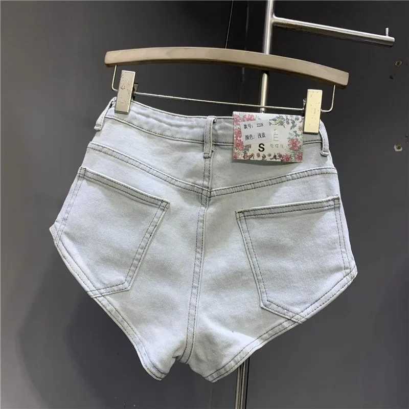 Women's Shorts New Korean Womens Jeans Stretch Slim Cotton Denim Shorts A-line Hot Pants Women Clothing Sky Blue Y240425