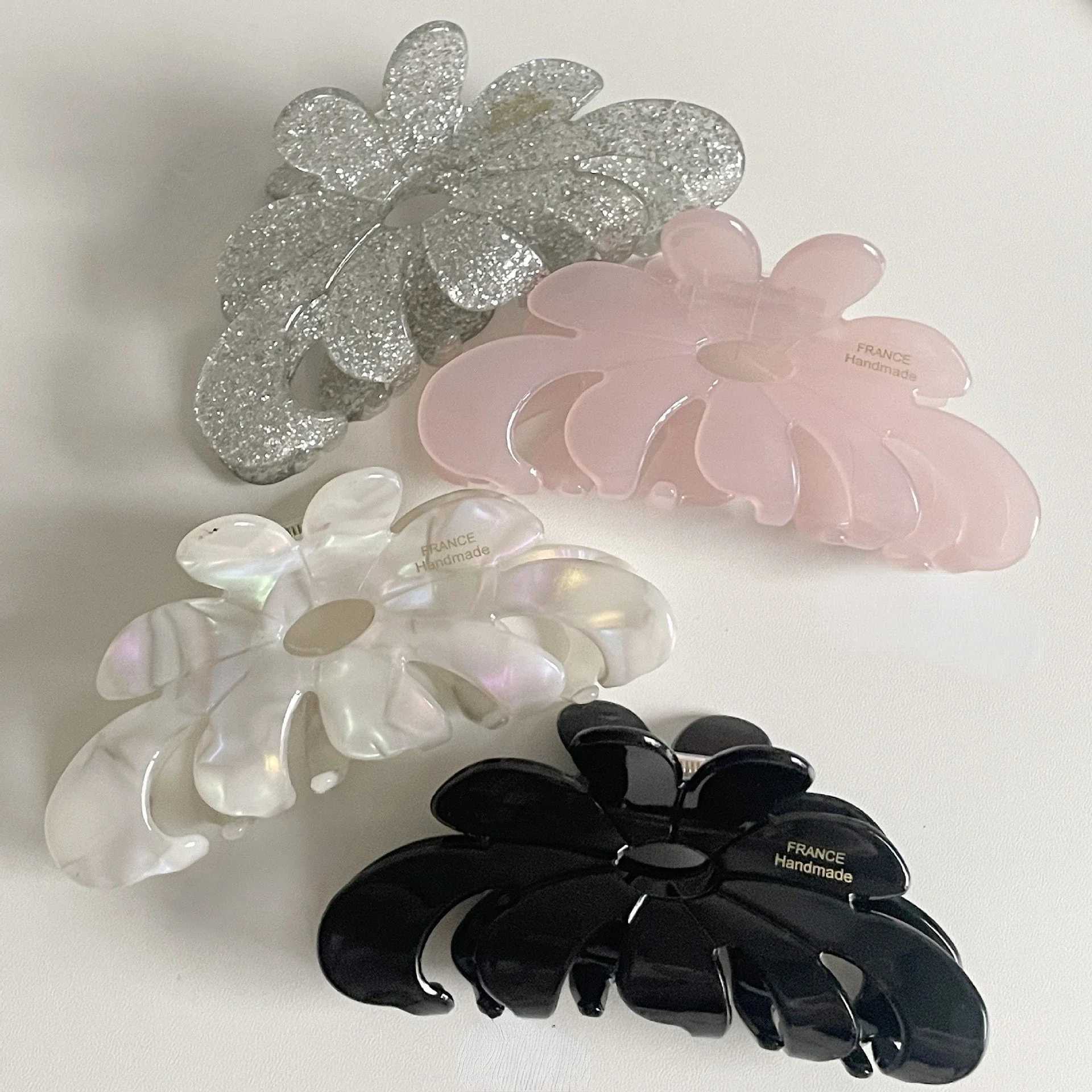 Morsetti Muweordy Acetato francese Ara artiglio europeo e americano Flower Hair Clips Clips Clip Accessori capelli di moda donne Y240425