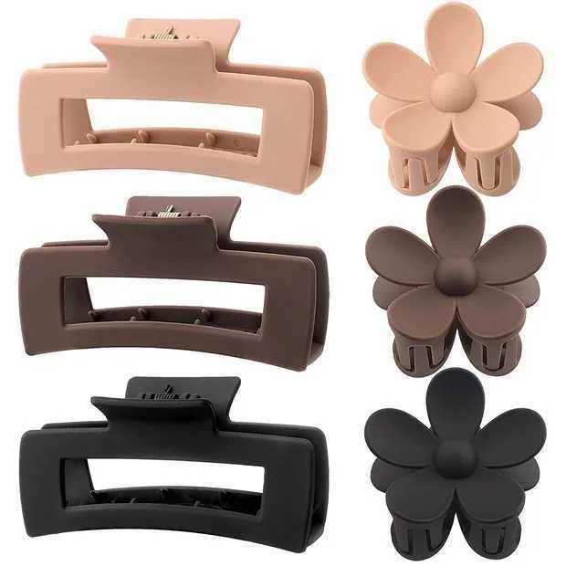 Clamps YHJ Classic Retro Style Hair Claw Plastics Square Flower Hair Claw Clip Shark Catch Hair Accessories for Women Girls Y240425