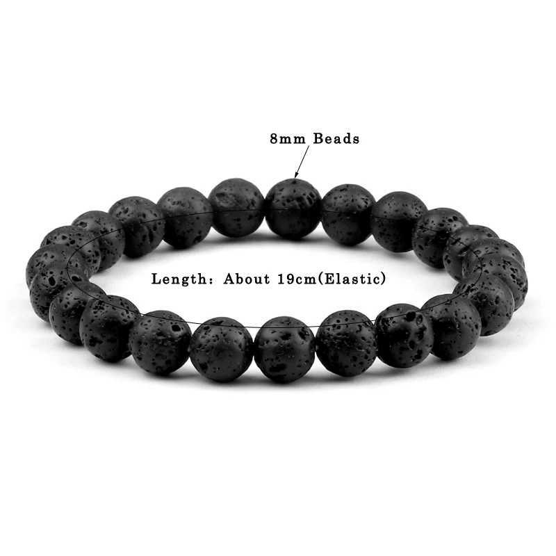 Pulseiras masculinas clássicas de miçangas e miçangas de lava de lava de 8 mm de tigre natural Xizang Buda Chakra Jóias de Saúde para Mulher