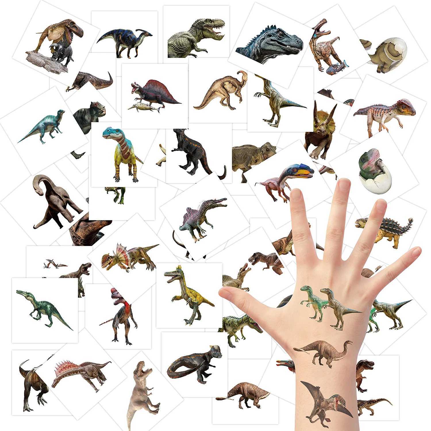 TRASFERIMENTO TATTOO Dinosauro Tatuaggi temporanei da 2 pollici naturalistica foresta Dinosauro tats non tossici Adesivi il corpo impermeabili Set di decalcomanie artistiche 240426