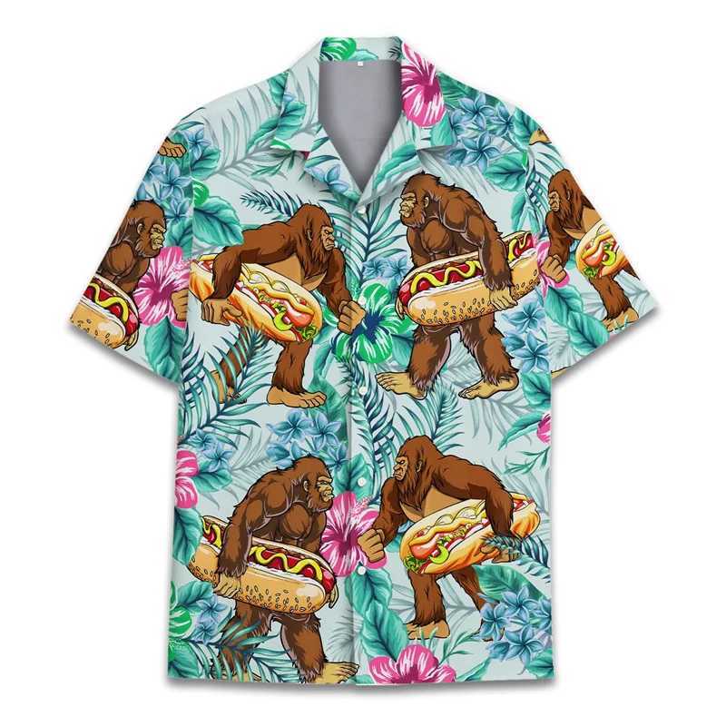 Chemises décontractées pour hommes Cool 3d Print Monkey Orangutan Hawaiian Shirt for Men Summer Holiday Shirts Button Short Street Street Beach Surf Aloha Shirt 240424