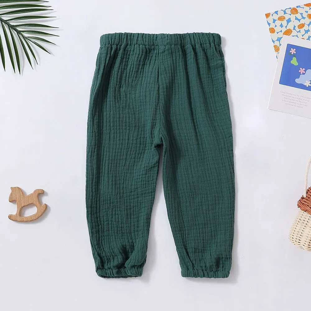 Pantolon 1-7t yaz keten pamuklu pantolon ldren katı ince sivrisinek kovucu pantolon elastik gündelik joggers çocuklar için pantolon h240509