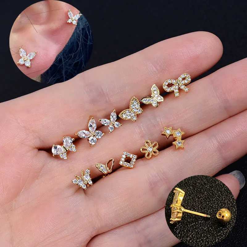 Dangle Chandelier Fashion Elegant Crystal Butterfly Studs Earrings For Women Piercing Cartilage Earrings Cute Statement Korean Jewelry Gifts