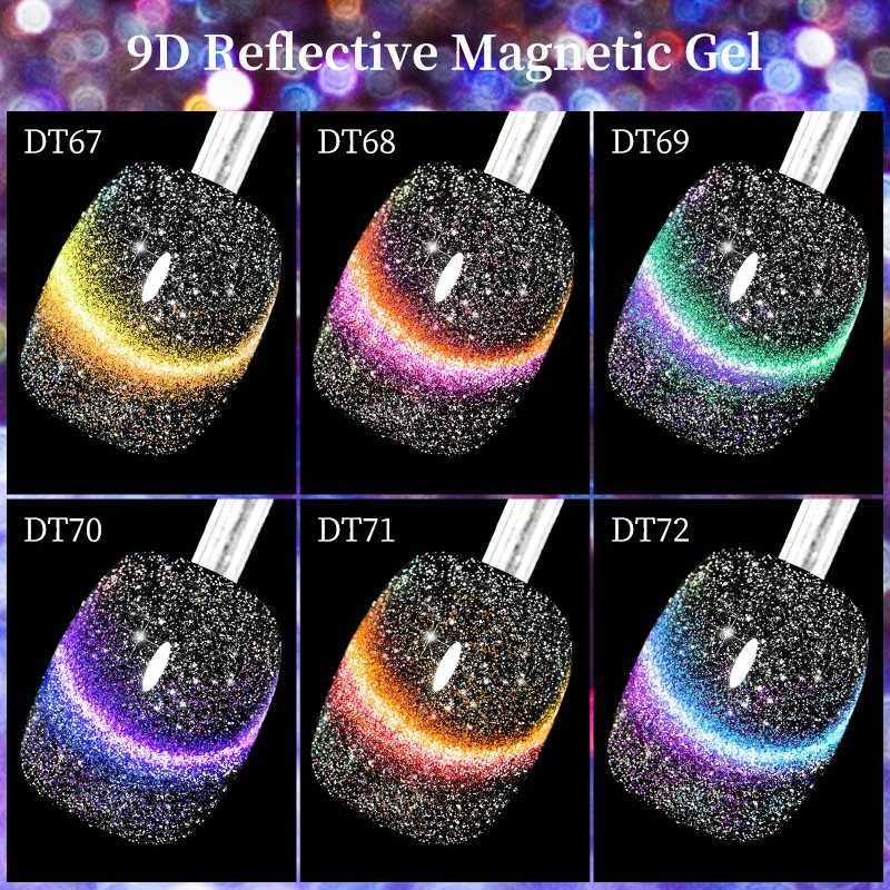 Lo smalto unghie si incontrano su gel magnetico riflettente 9D da 7 ml Glitter unghie Vernis Semi Permanente Immergiti dal gel nail art magnetico gel UV Gel Y240425