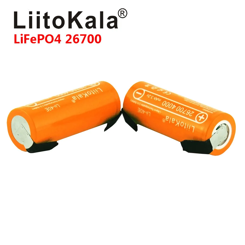 Liitokala lii-40e 3.2v 26700 Batterie LifePO4 rechargeable Pack 4000mAh Licel Lithium pour 24 V Bike Powe + Feuilles de nickel DIY