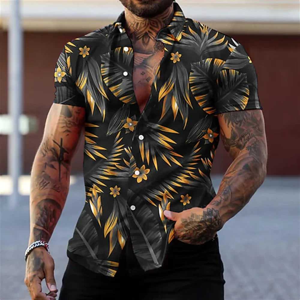 Men's Casual Shirts Hawaiian Shirt For Mens 2023 3D Print Short Sleeve Blouse Beach Holiday Top Tee Summer Oversized Mens Clothing Camisa Masculina 240424