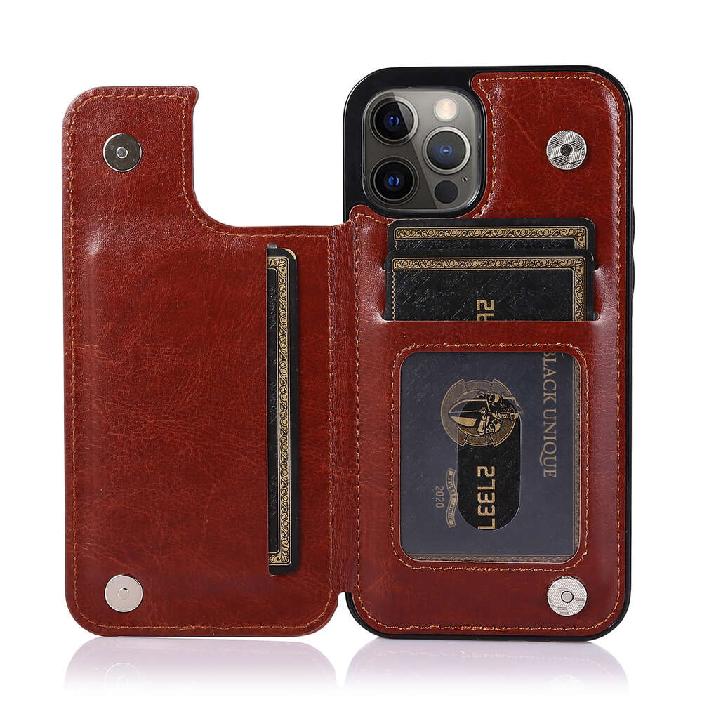 Crazy Horse Pattern Case Wallet для iPhone 15 Pro Max с карманом карты