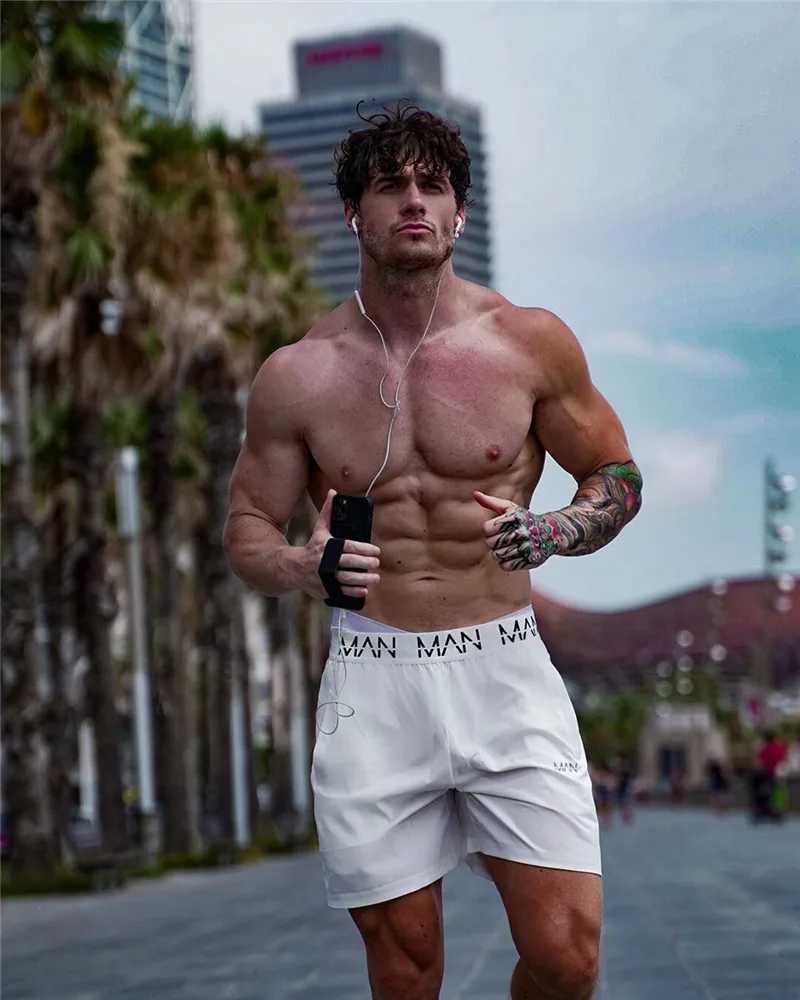 Herren-Shorts 2023 Sommer neue Stilmarke Männer, die Shorts atmungsaktiven Kurztrocknen Shorts Bodybuilding Jogginghose Fitness Übung Hosen D240426