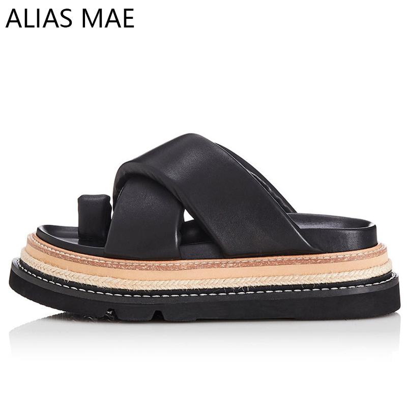 Alias mae echte Lederschuhe für Frauen Sommer im Freien im Freien neue Flip-Flops Casual Modetrend Cross Upper 2024