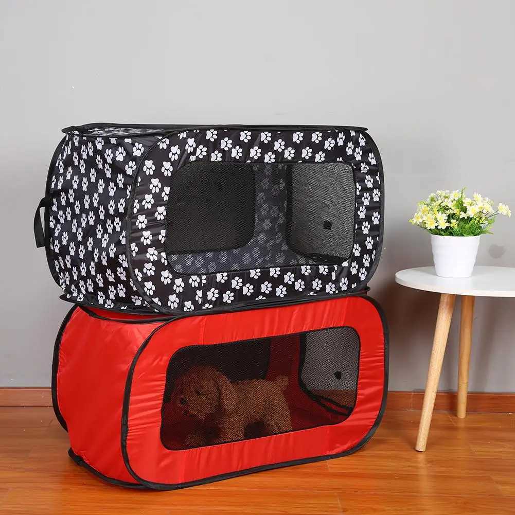Cat Carriers Crates Houses Portable Folding Rectangular Pet Tent Dog Cage Playpen Fence Dog Cage Pet Game Tent Tunnel Breathable Dog House 240426