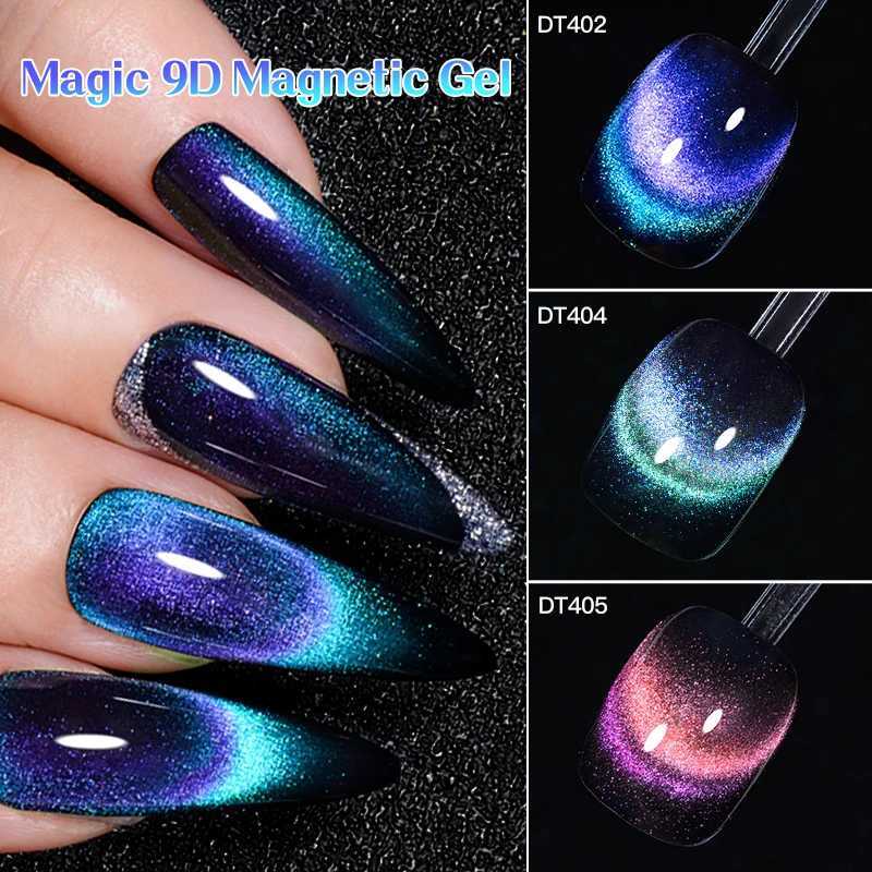 Nail Polish MEET ACROSS 7ml Double Light Rainbow Magnetic Gel Nail Polish Semi Permanent Nail Art Soak Off Magic 9D Magnetic UV Gel Nails Y240425