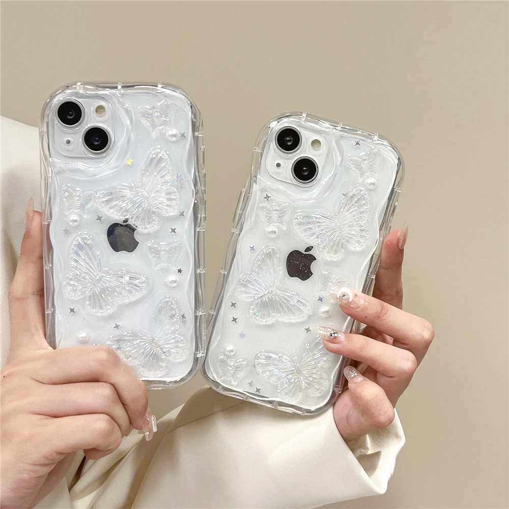 Casi di telefonia cellulare 3D Crystal Crystal Sparkling Case trasparente Adatto iPhone 15 14 Plus 13 12 11 Pro Max XR XS XS Max Sparkling Star Cap J240426