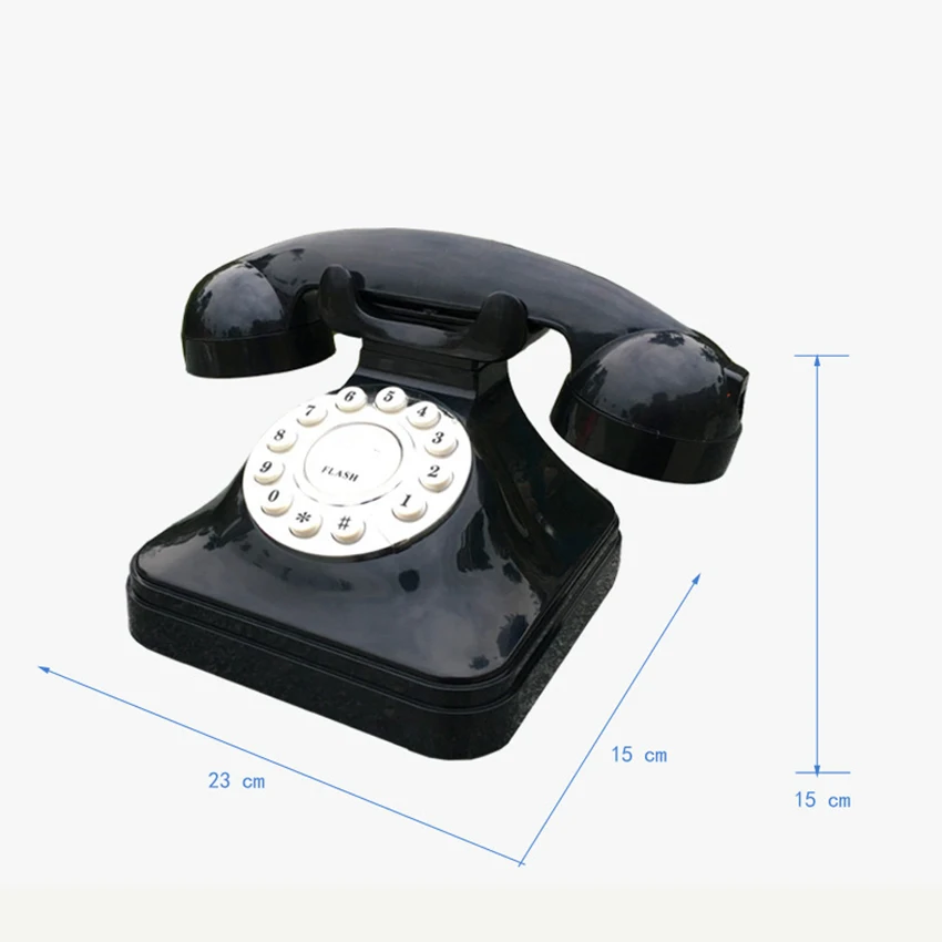 Accessoires Téléphone fixe vintage Retro Landline Cordée Téléphone Putch Bouton de numérotation Téléphone pour la décoration du bureau à domicile noir