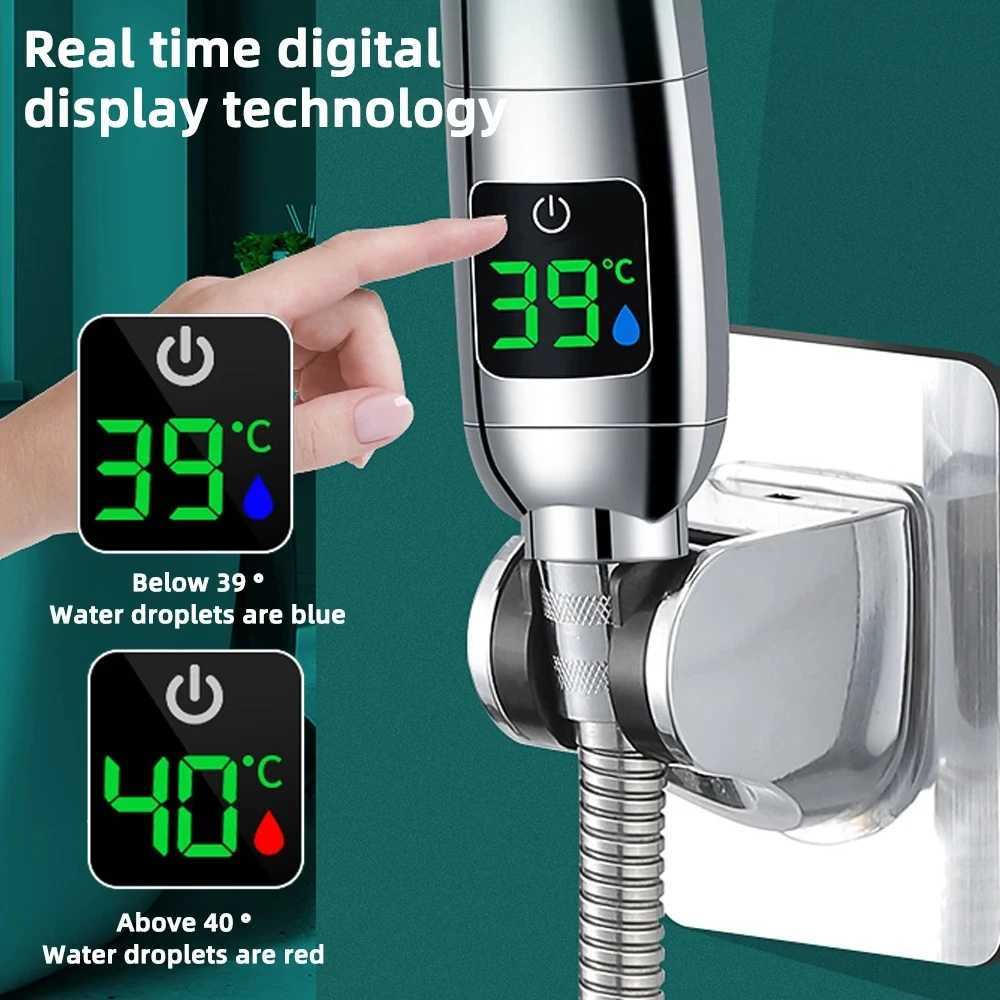 Badkamer douchekoppen nieuwe hogedruk handheld badkamer douchekop water spaarden douche druk onder druk verstelbare spray led digitale temperatuurweergave