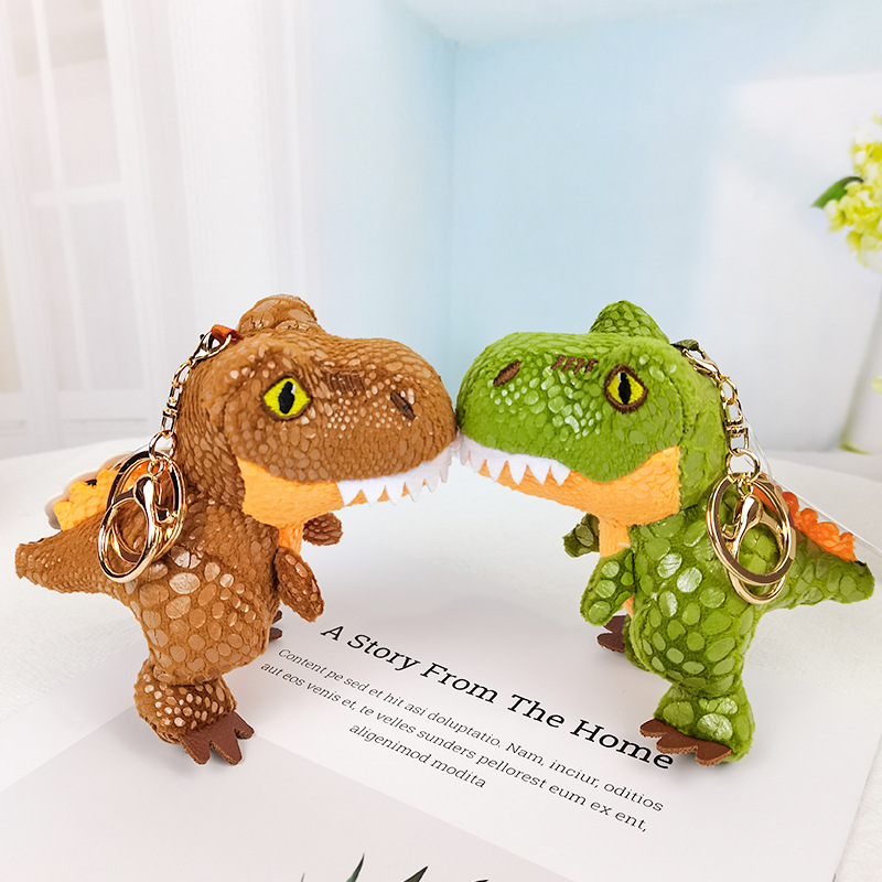 Yeni sevimli mini tyrannosaurus rex anahtarlık çantası çanta kolye karikatür dinozor peluş bebek kapmak makinesi bebek toptan satış