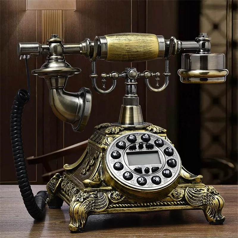 Akcesoria europejska przewodowa imitacja metalowa antyczna wykręcanie stary telefon retro retro home fashion twórczy telefon stacjonarny