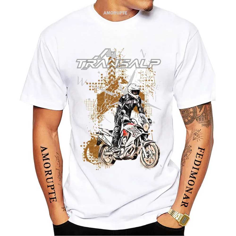 남자 티셔츠 Transalp 750 XL Deserto Corrida corrida motocicleta t-shirt 새로운 Summe Homens de Manga Curta Moto Esporte Menino Casual Ts Cool Equitao Tops T240425