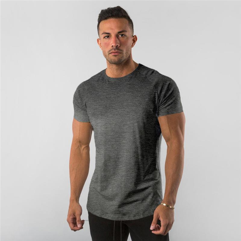 T-shirt d'été hommes en coton solide à manches courtes gymnase de gym
