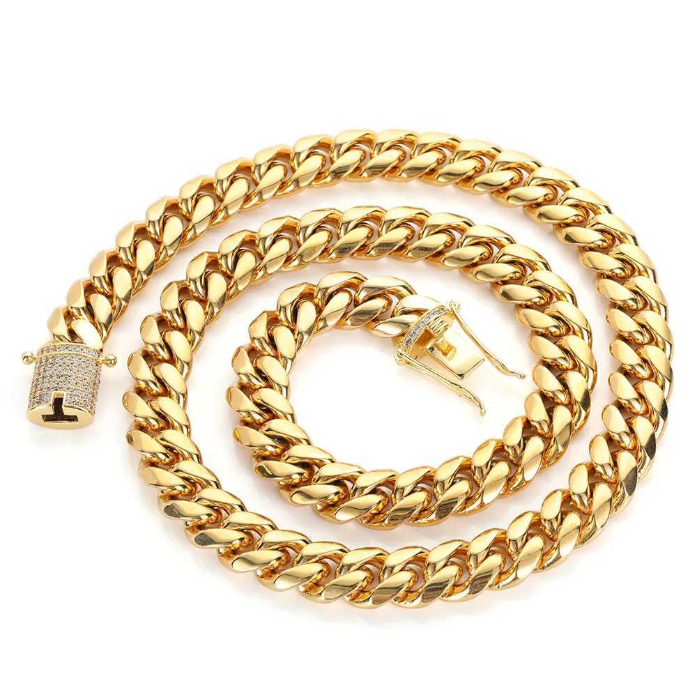 STARDS HIP HOP TRIPLE Geplaatste roestvrijstalen sieraden Ice Cardena Hombre Miami Cuban Chain ketting 240424