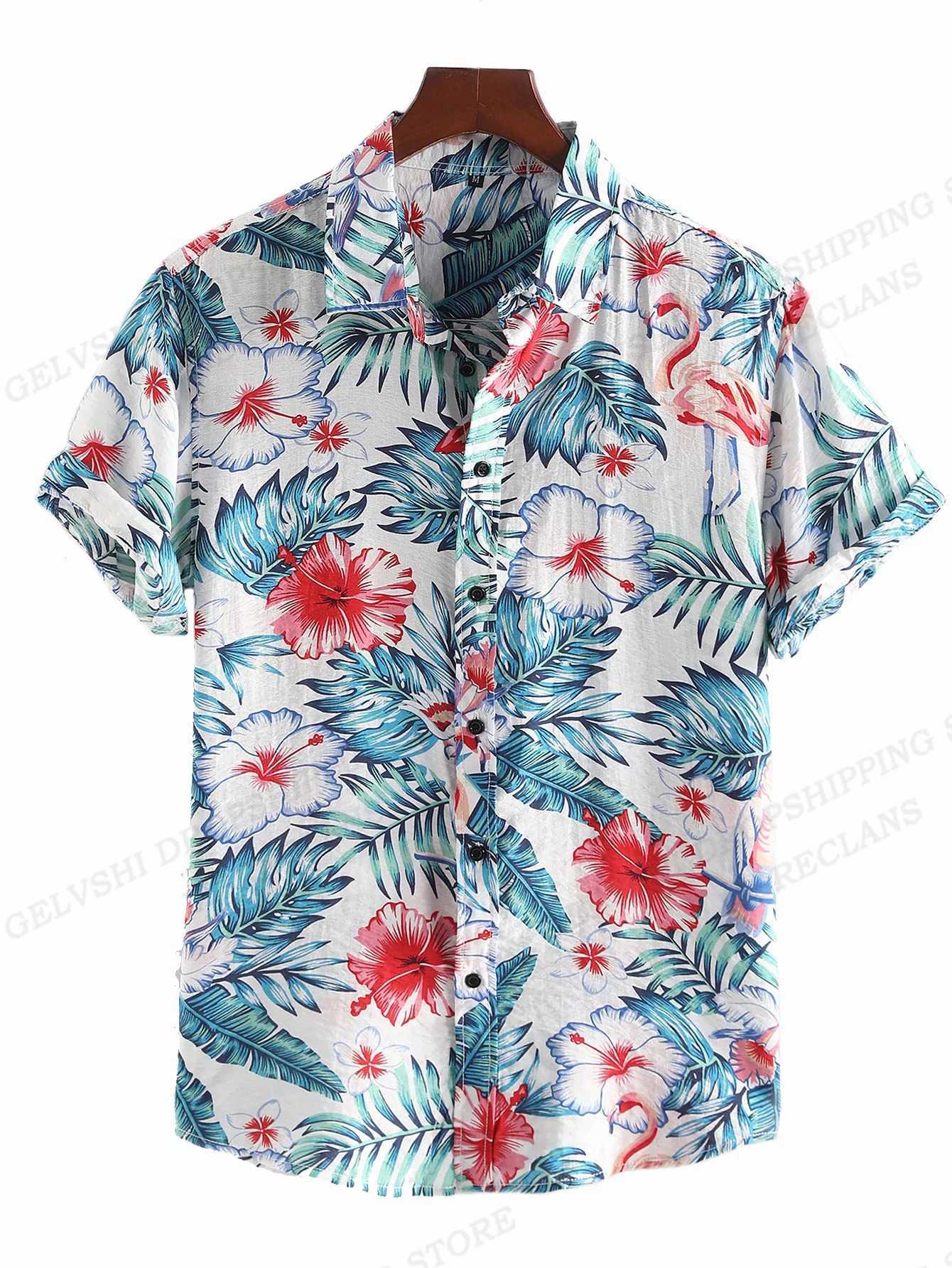 Męskie koszule kwiecbietowe Koszulki Męskie Mody Koszule Hawajskie Casual Camp Vocation Beach Bluzka Kuba Lapowa koszula