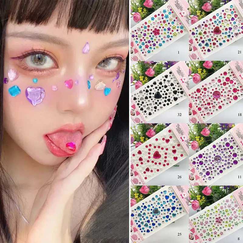 O0ZP Tattoo Transfer oogschaduw Face Diamonds Festival Body Decoratie Juwelen Stickers Zelfklevende nep Tattoos make -up nagel Rhinestone Wedding YZL1 240427