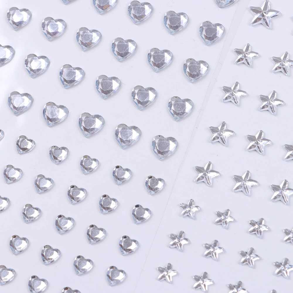 Tattoo Transfer Star Rhinestone tillfällig tatuering klistermärken glänsande ansikte ögonbryn smycken klistermärken transparent akryl falska tatos makeup för kvinnor 240426