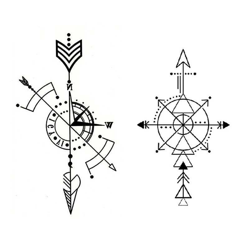 Tatuaż transfer Wodoodporny tymczasowy tatuaż naklejka kompas strzałka rzymskie zegar mały ciało sztuka flash tatuaż fałszywy tatuaż dla kobiet mężczyzn 240426