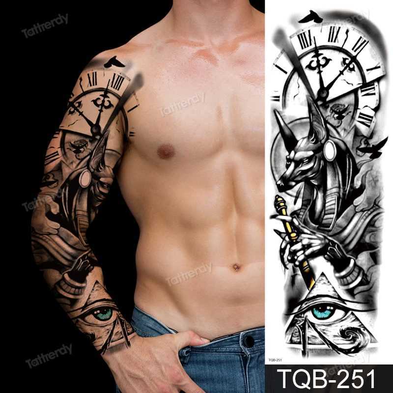 Tatuaje Transferencia Increíble tatuaje temporal hombres grandes manga de brazo completo tatuaje dios wolf luna dragón león rey tigre bosque diseños de tatuaje grande 240427