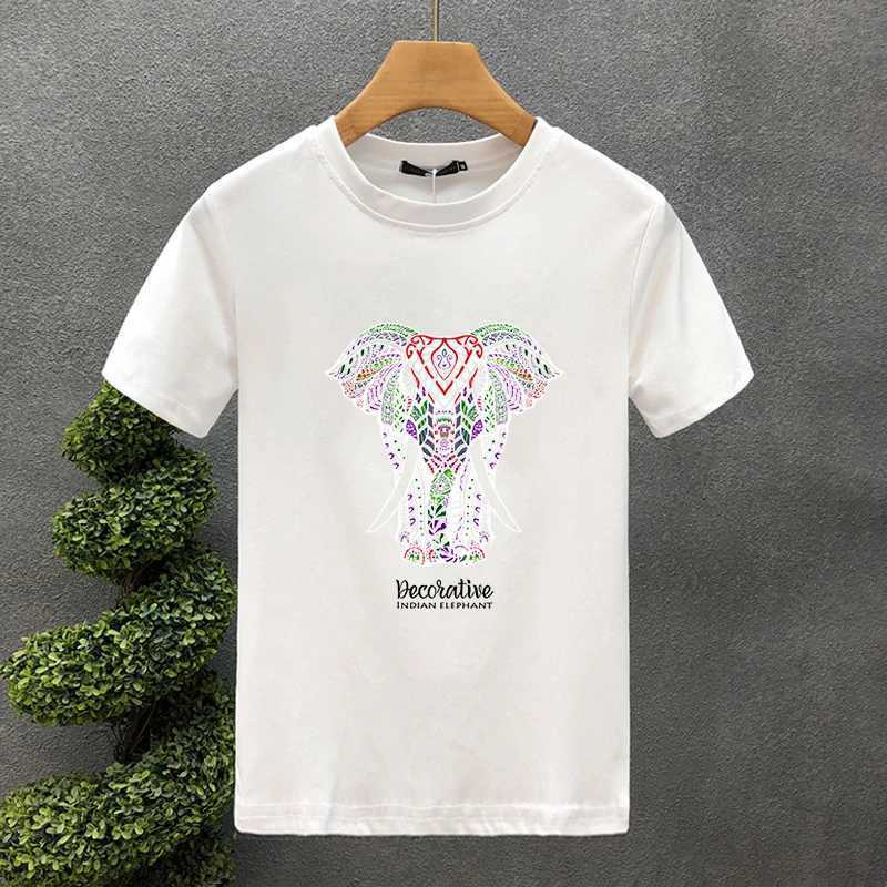 Mäns T-shirts High Quty Luxury Brand 100% Cotton Elephant Printing TS Summer Harajuku Men/Women Short Slve T-shirt Asiatisk storlek S-5XL T240425