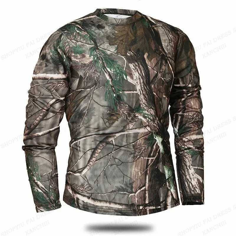 Tactical T-shirts Long sleeved camouflage T-shirt mens fashion T-shirt military T-shirt mens clothing camouflage top outdoor Camisetas mens 240426