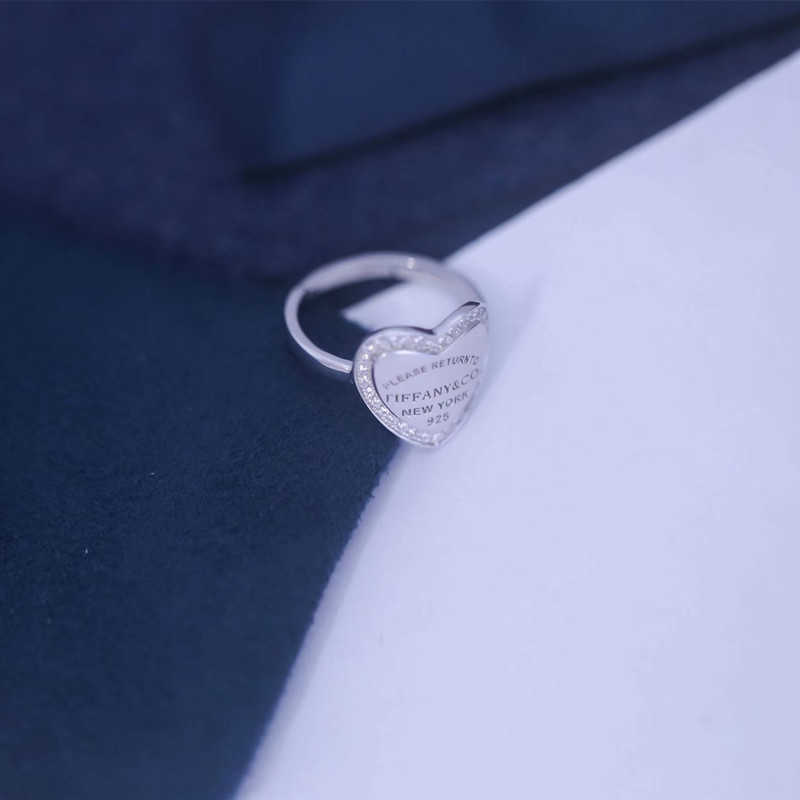 Women Band Tiifeany Ring Smycken S925 Sterling Silver Tie Edge Love Small Design Fashion Personality Present Girl Friend