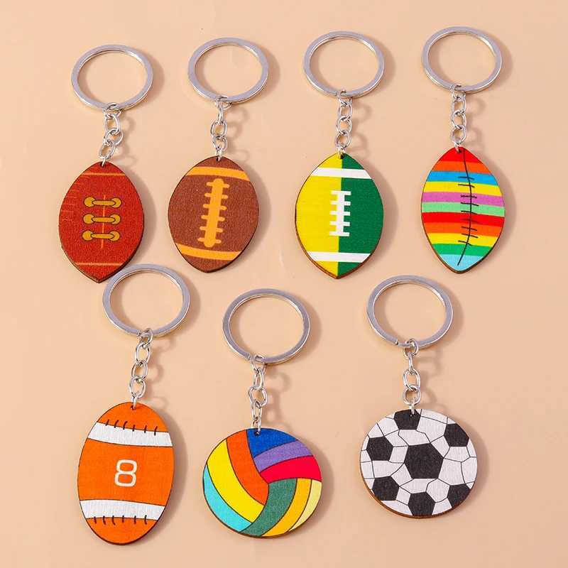 Keychains lanyards mode houten sport rugby sleutelhangers voor vrouwen mannen auto sleutel handtas hangers sleutelhangers accessoires diy sieraden geschenken