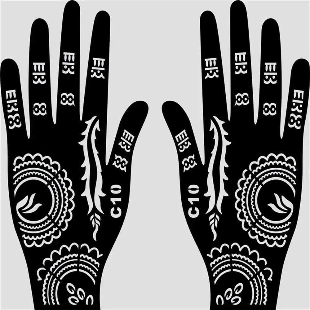 Tattoo Transfer NEW Black Lace Transfer henna Hand Arm Tattoo Henna Stickers Art Temporary Tattoo DIY Painting Body Art Template Tattoo Stencils 240427