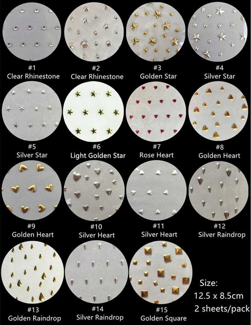 Tattoo Transfer 2 Sheets/Pack Hair Bling Rhinestones Hair Jewel Sticker Make Up Hair Gems DIY Your Crystals On Hair Freely 240427