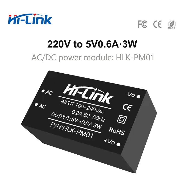 Levert Hilink gratis verzending 10 stcsHLKPM01 220V tot 5V 3W 600Ma Stap Down geïsoleerde schakelvoedingsmodule AC DC Converter