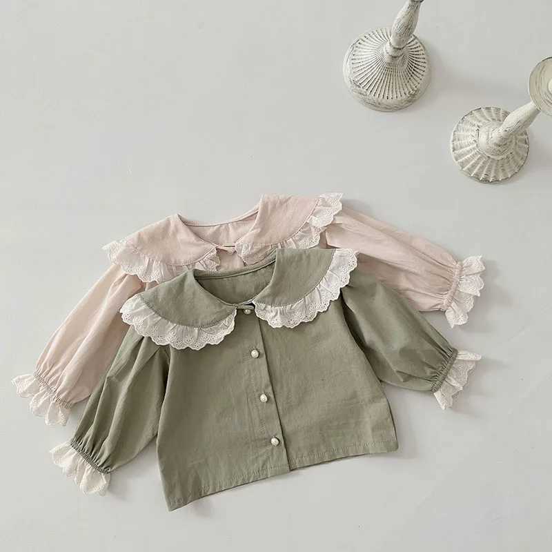 Kids Shirts 0-2Y New Spring Baby Shirt Girls Lovely Lace Coat Toddler Outwear Clothes Infant Cute Blouse H240509