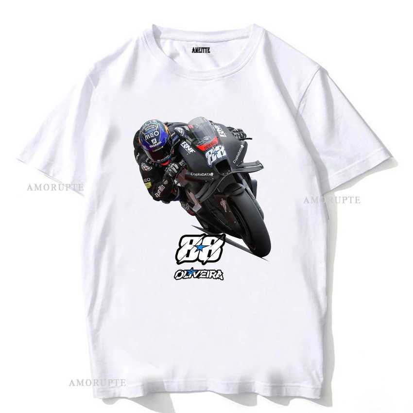 Herren-T-Shirts neue Männer Kurzer Slve Hip Hop Sport Boy Casual TS Motorradfahrliebhaber Miguel Oliveira 88 Klassische T-Shirt White Tops T240425