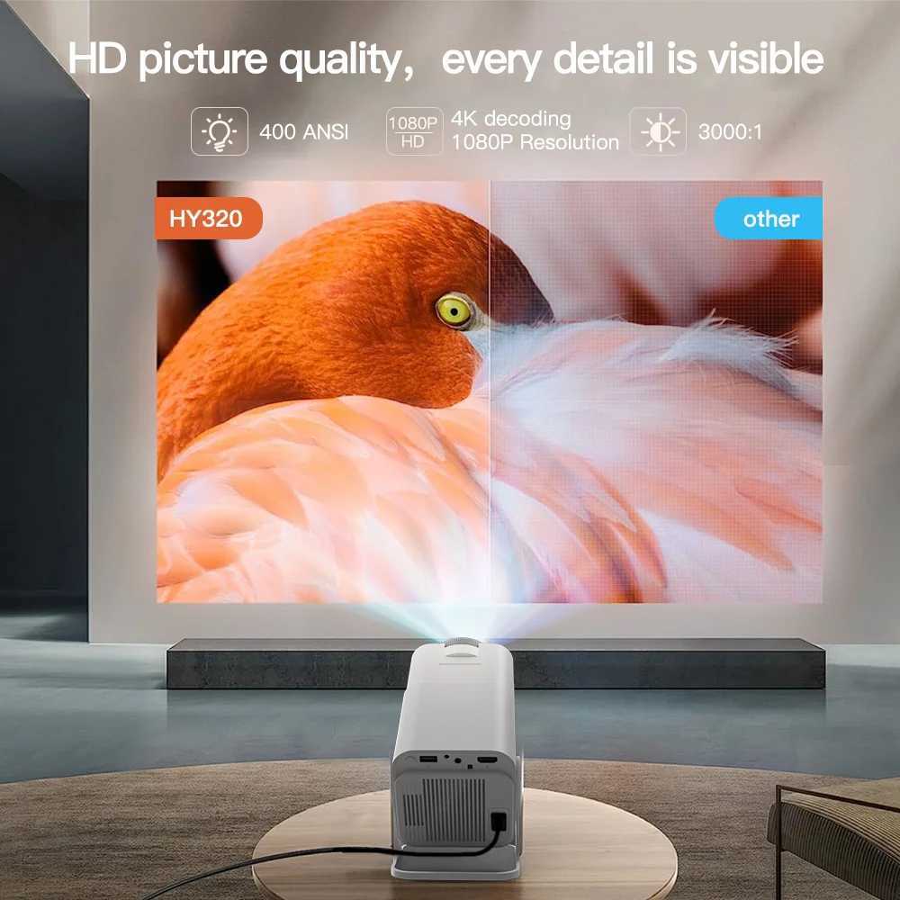 Projektory HY320 Lyncast Smart Projector Dual WiFi6 400ansi BT5.0 Automatyczna korekta 1920 1080p Full HD 4K Outdoor Home Video Mini Project