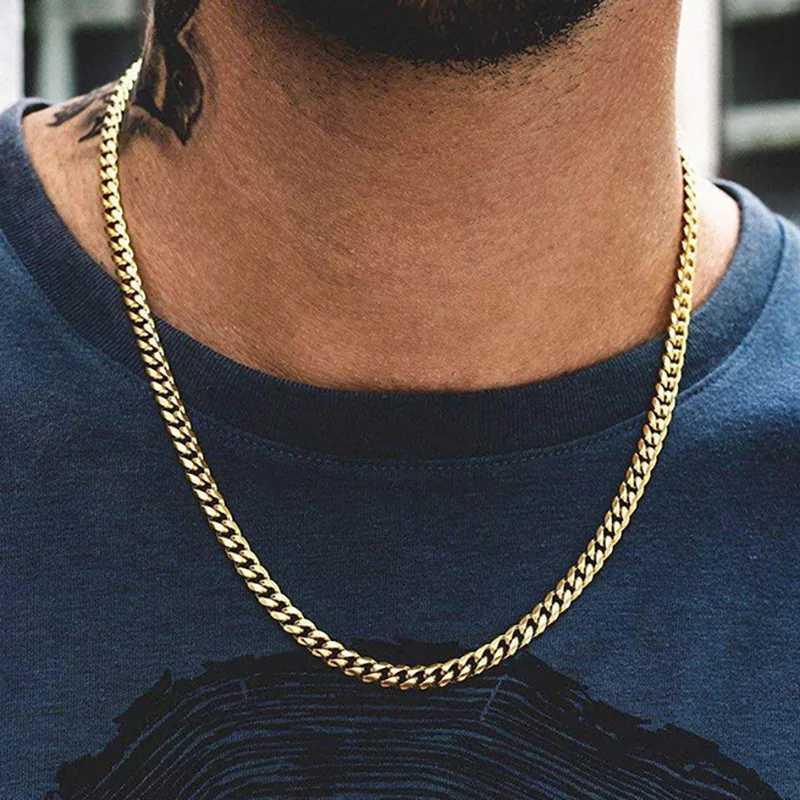 Strands Hiyee Classic Cuban Chain Necklace温度レトロトレンドパーティー摩耗魔術ステンレス鋼非フェーディングアクセサリー240424