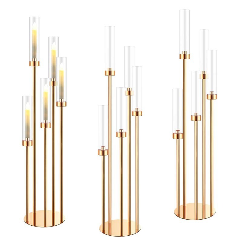 5 têtes de bougies métalliques candelabra 42 pouces que les bougeoirs se trouvent des centres de table